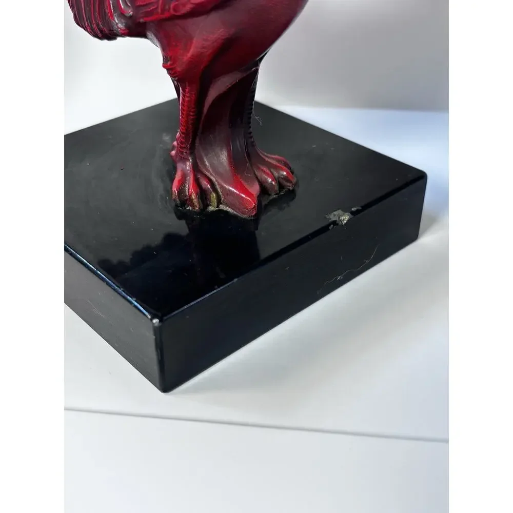Vintage Rooster Bookends Red Silver Farmhouse French Country Kitchen Decor Heavy